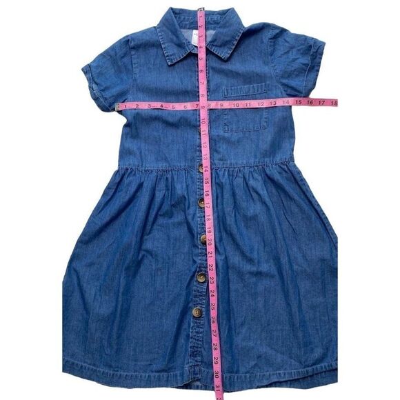 Girls Arizona Blue Chambray Short Sleeve Button Front‎ Cotton Dress Sz 12 - Picture 2 of 7